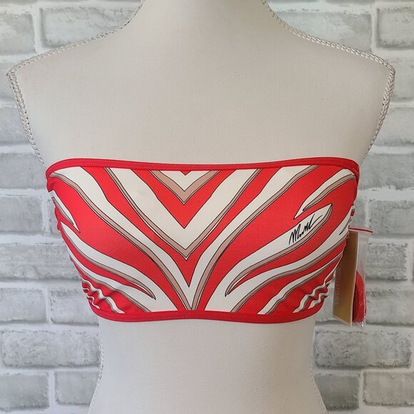 Michael Kors Convertible Bandeau Bikini Top Geranium NEW Med Beach Swimwear $78 - Picture 1 of 8